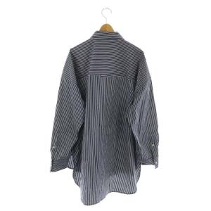 BABYLONE ストライプ ビッグシャツ 長袖 チュニック丈 F 青 白 ブルー ホワイト /MI OS