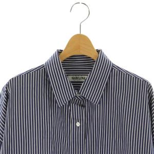 BABYLONE ストライプ ビッグシャツ 長袖 チュニック丈 F 青 白 ブルー ホワイト /MI OS