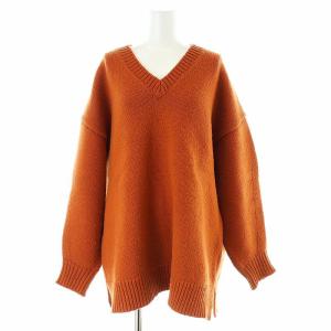 23AW OVER V NECK KNIT TOPS ニット セーター 長袖 Vネック 2 M オレンジ