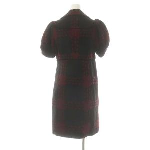 GUCCI パフスリーブニットワンピース ひざ丈 半袖 40 黒 ブラック 赤 レッド