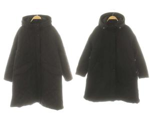 2WAY ロングコート キルティング アウター フード リバーシブル 0 黒 ブラック /MF OS