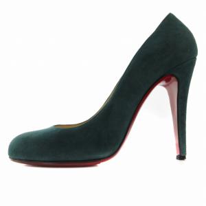 Christian Louboutin RON RON 100 VEAU VELOURS パンプス ハイヒール ラウンドトゥ スエード 緑 グリーン