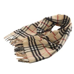 カシミヤ ノバチェック フリンジ マフラー べージュ /SR22