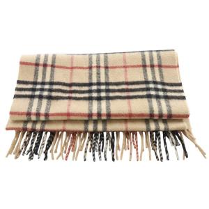 BURBERRY LONDON カシミヤ ノバチェック フリンジ マフラー べージュ /SR22