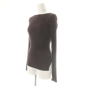 AURALEE for Ron Herman ロンハーマン別注 24AW ギザボートネック リブニット カットソー 長袖 0 S 茶 ブラウン
