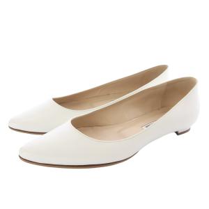 BBFLAT フラットレザー パンプス ポインテッドトゥ 37 白 ホワイト