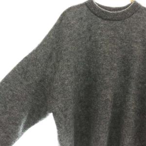 EVERYDAY I LIKE Winter クルーネックニット セーター 長袖 モヘヤ混 ウール混 グレー