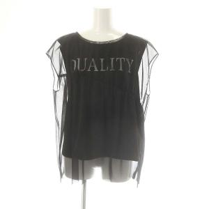 24SS チュールレイヤードトップ カットソー 半袖 36 黒 ブラック