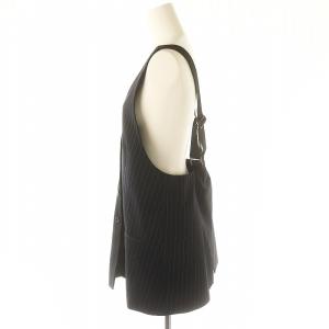 BABYLONE 24SS ギャバストライプベスト ピンストライプ 前開き F 濃紺 白 ダークネイビー ホワイト /NR