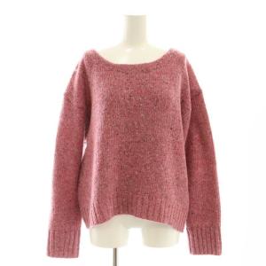 24AW ネップボートネックニット セーター 長袖 プルオーバー ウール F ピンク /YQ OS