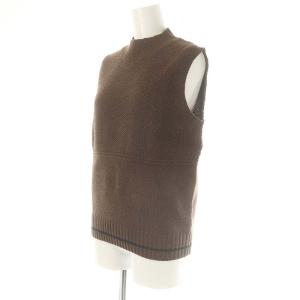 MHL. DRY LAMBS WOOL ニットベスト ノースリーブ ボトルネック プルオーバー ウール 2 茶 ブラウン 黒 ブラック