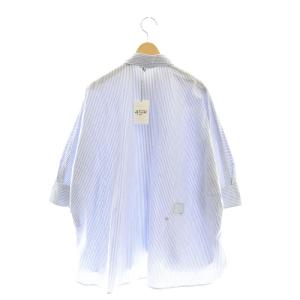 45rpm スーピマオックスのビッグシャツ ストライプ 七分袖 青 白 ブルー ホワイト