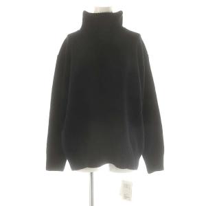 ウールカシミヤタートルネック ニット セーター 長袖 黒 ブラック /HK OS