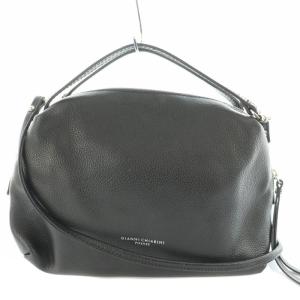 2WAYショルダーバッグ ハンドバッグ フェイクレザー 黒 ブラック OS