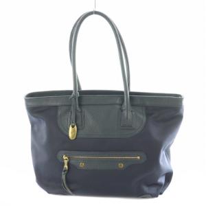 ハンドバッグ フェイクレザー 紺 ネイビー