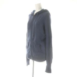 BURBERRY LONDON ウール ニットパーカー ジップアップ 長袖 ラグランスリーブ 2 グレイッシュブルー /ES OS