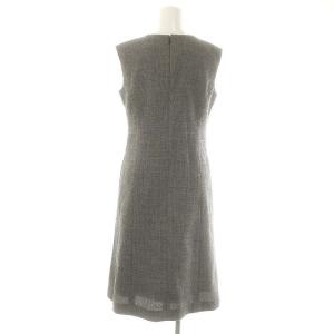 ANAYI 24AW ワッフルツイードフレアワンピース ロング ミモレ ノースリーブ Vネック 36 グレー /DO