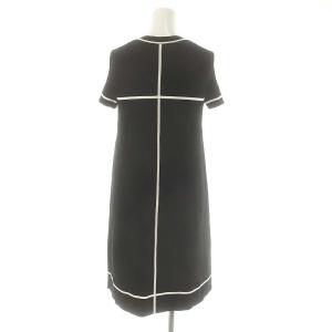 PAULE KA 近年モデル ニットワンピース 膝丈 半袖 S 黒 ブラック 白 ホワイト