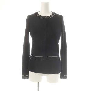 近年モデル アンサンブルニット カーディガン長袖 半袖 リブ ライン S 紺 白 ネイビー ホワイト /ES