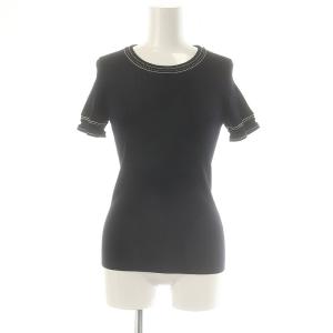 PAULE KA 近年モデル アンサンブルニット カーディガン長袖 半袖 リブ ライン S 紺 白 ネイビー ホワイト /ES