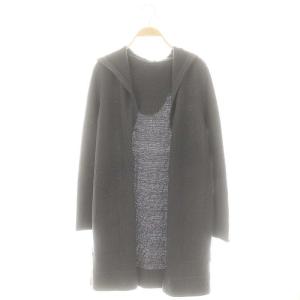 ニットカーディガン フード ロング ダークグレー 35994