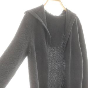 FOXEY ニットカーディガン フード ロング ダークグレー 35994