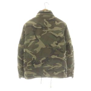 BEAMS+ カモフラージュ柄ダウンジャケット アウター フード ジップアップ 総裏地 M カーキ マルチカラー /DO