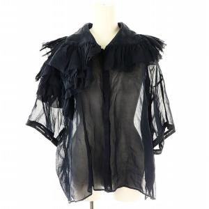 22SS shirocon ダリアシャツドレス ブラウス 五分袖 38 ネイビー /DF OS