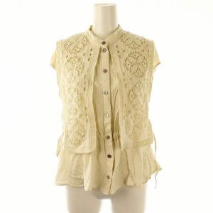 フレンチスリーブ ブラウス フロントボタン 36 アイボリー