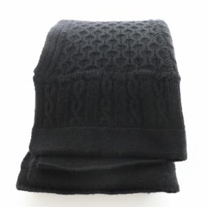 YVES SAINT LAURENT rive gauche ストール マフラー ケーブル編み ウール 黒 ブラック OS