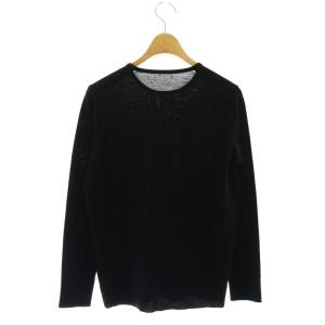 Deuxieme Classe FF30 クルーネック オーバープルオーバー ニット カットソー ウール 36 黒 /MI OS