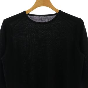 Deuxieme Classe FF30 クルーネック オーバープルオーバー ニット カットソー ウール 36 黒 /MI OS