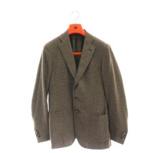 シルクウール ハウンドトゥース 3B ジャケット 46 ダークブラウン