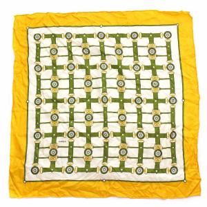 スカーフ シルク 総柄 黄色 カーキ 白 /YM SH OF