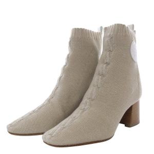 HERMES ヴォルヴェールニットブーツ60 36 ベージュ