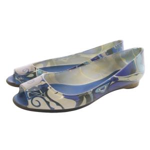 ラバー クリア オープントゥ パンプス 37 24cm 青 ブルー