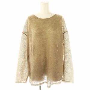 24AW ルーズモヘヤMIXボートネックニット セーター 長袖 透かし編み シアー グレージュ /DO