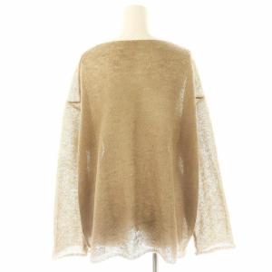 Spick&Span 24AW ルーズモヘヤMIXボートネックニット セーター 長袖 透かし編み シアー グレージュ /DO