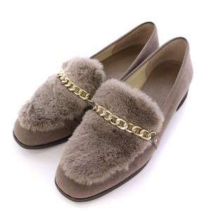23AW ファーチェーンローファー スリッポン 靴 シューズ 25cm グレージュ /DK OF