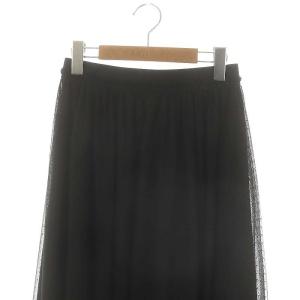 EPOCA STORIA ドットチュール ギャザースカート フレア ロング 40 黒 ブラック