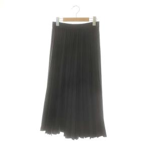 サテンプリーツスカート ロング 38 黒 ブラック /DF OS
