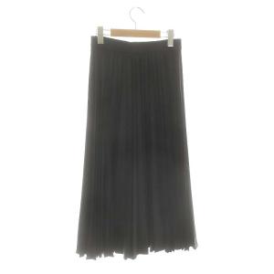 EPOCA サテンプリーツスカート ロング 38 黒 ブラック /DF OS