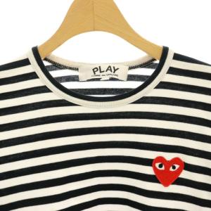 PLAY Comme des Garçons ハートワッペン ボーダー カットソー Tシャツ ロンT 長袖 L 黒 白 ブラック ホワイト  AD2023