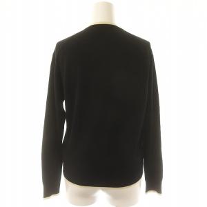 JOHN SMEDLEY ウールカーディガン ニット 長袖 クルーネック S 黒 ブラック アイボリー /DO OS