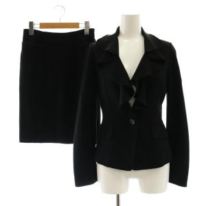 セットアップ フリルジャケット タイトスカート ウール混 0 黒 /MI OS