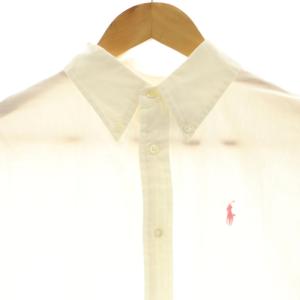 RALPH LAUREN ピンクポニー コットン ロゴ刺繍 シャツ 長袖 フロントボタン コットン S 白 ホワイト ピンク