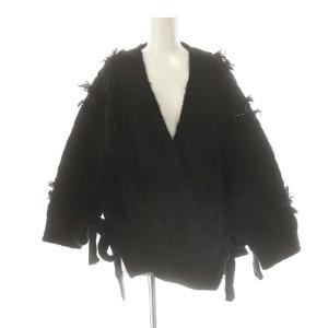 モヘアレースニットコート アウター F 黒 ブラック /HK OS