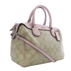 COACH ベネット ミニサッチェ 2WAYバッグ シグネチャー ハンドバッグ ショルダーバッグ ピンク べージュ