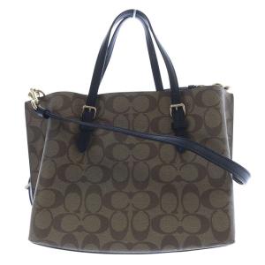 COACH モリー トート 25 シグネチャー キャンバス 2WAY ショルダーバッグ ハンドバッグ 茶色 ブラウン