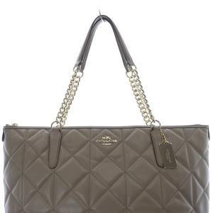 COACH キルティング チェーン トートバッグ ハンドバッグ ロゴ べージュ F36661 /SR16